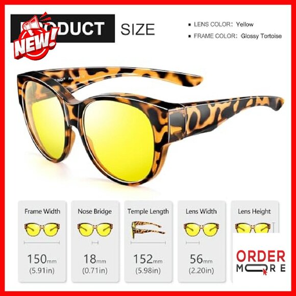 Night Vision Driving Glasses Fit Over Eyeglasses Anti Glare Polarized Yellow main image 8
